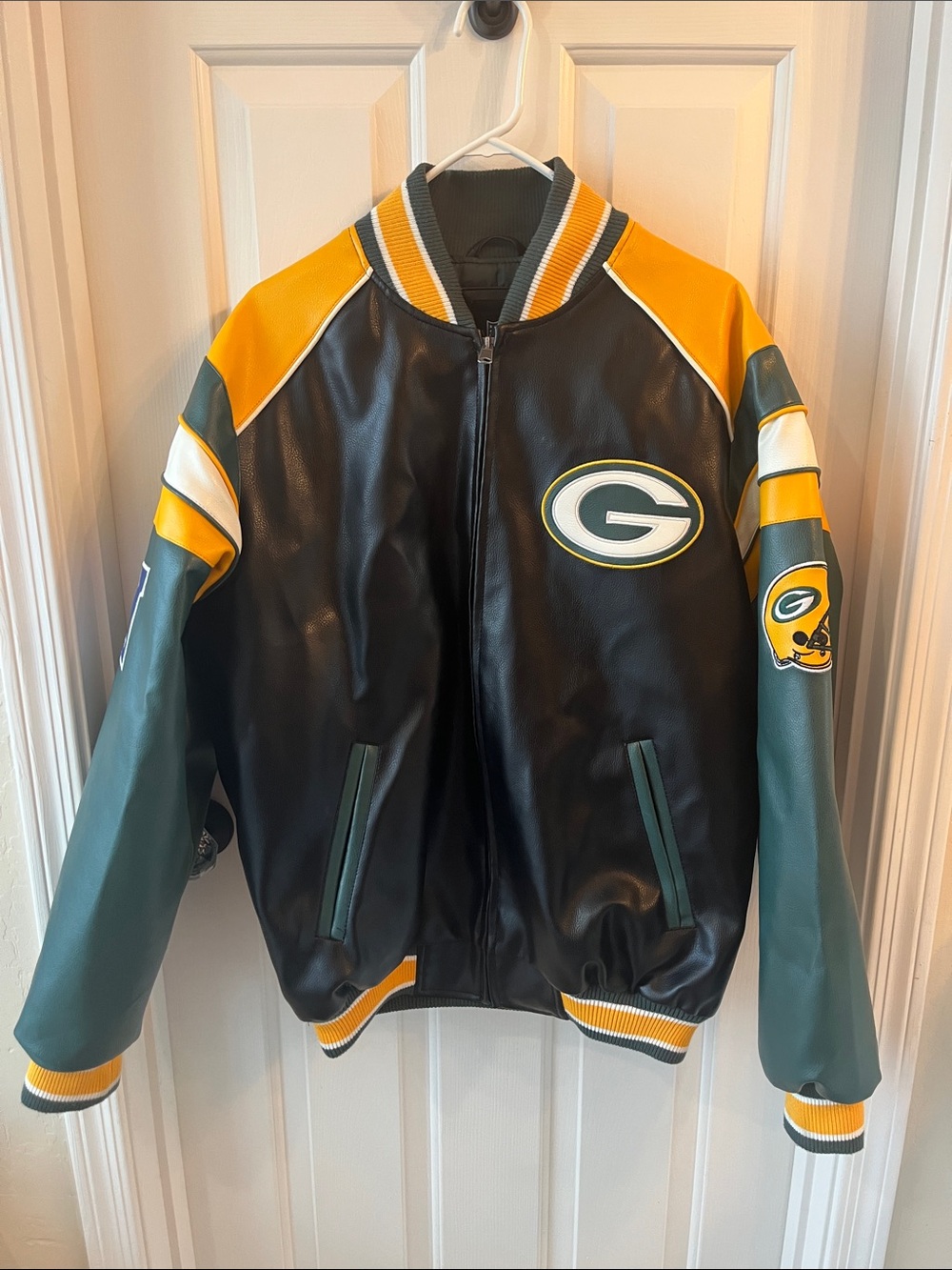 G-III NFL Green Bay Packers Varsity Faux Leather Jacket